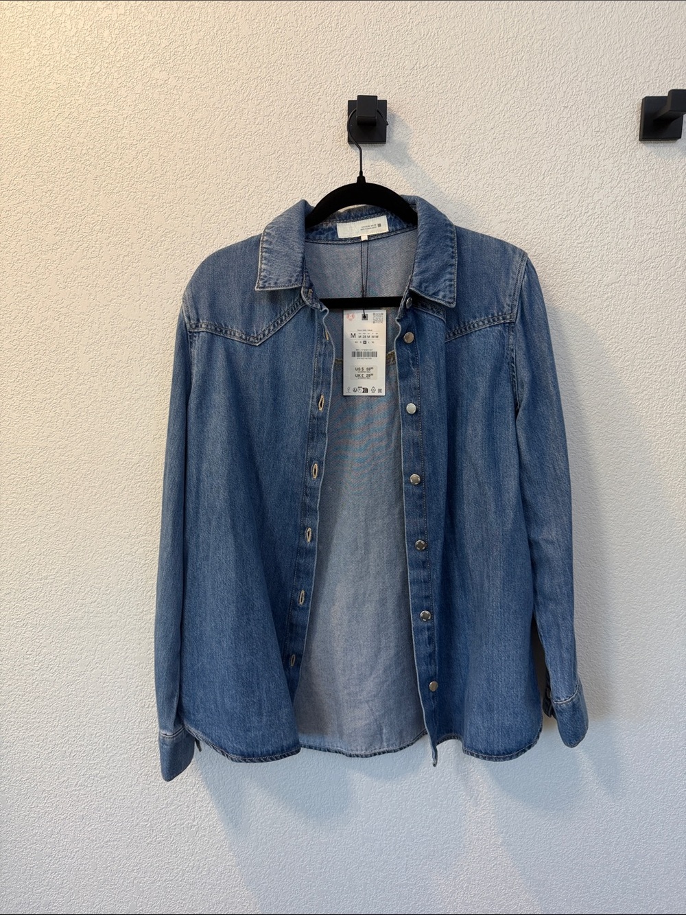 Zara Light Blue Denim Button-Front Jacket